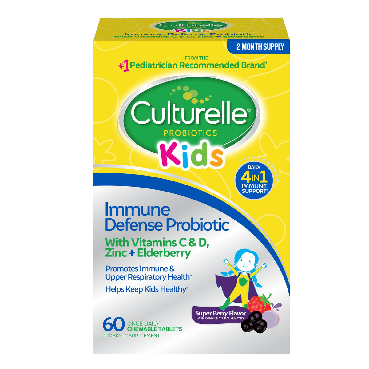 Culturelle Kids Immune Defense bottle with mixed berry flavor for daily immune support
