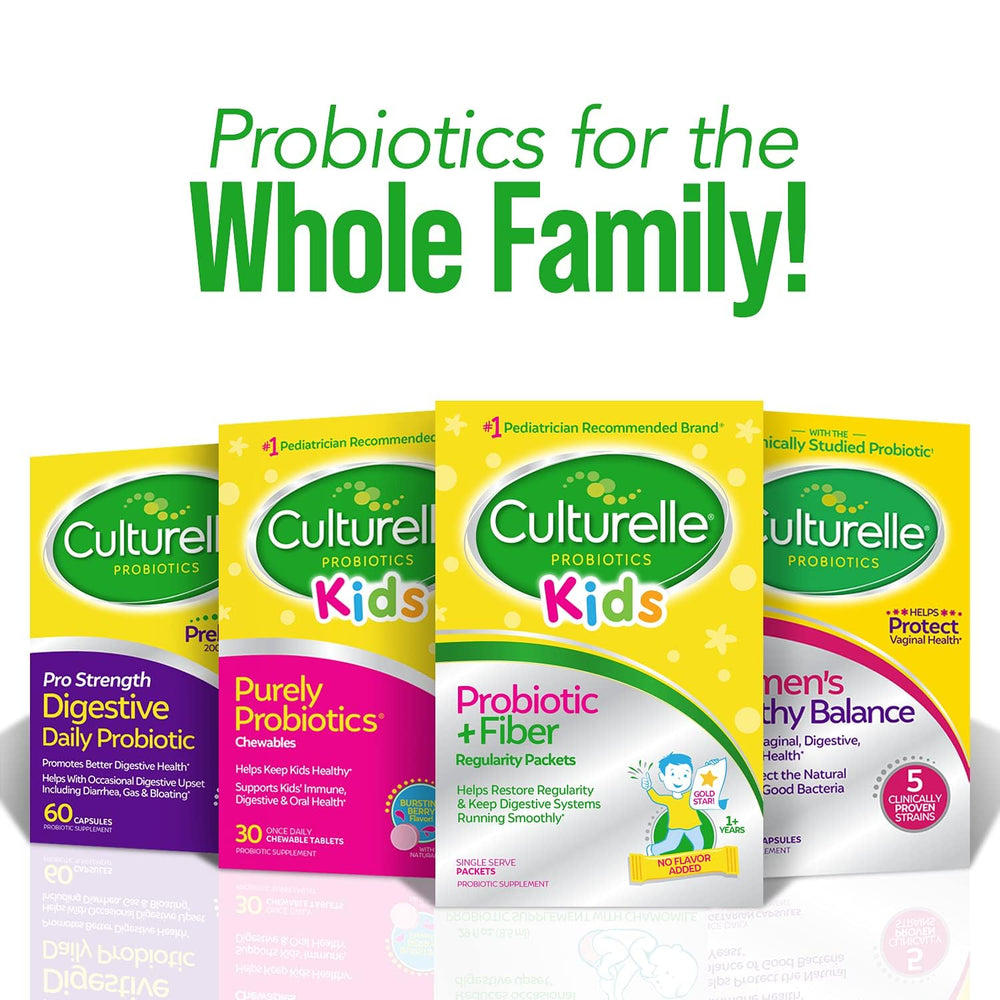 Culturelle Kids Probiotic + Fiber packets for daily use in a family routine