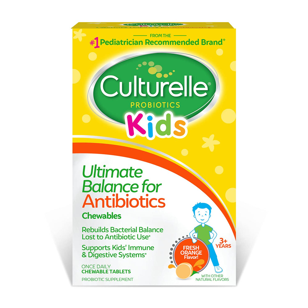 Culturelle Kids Ultimate Balance orange chewables for digestive support during antibiotics