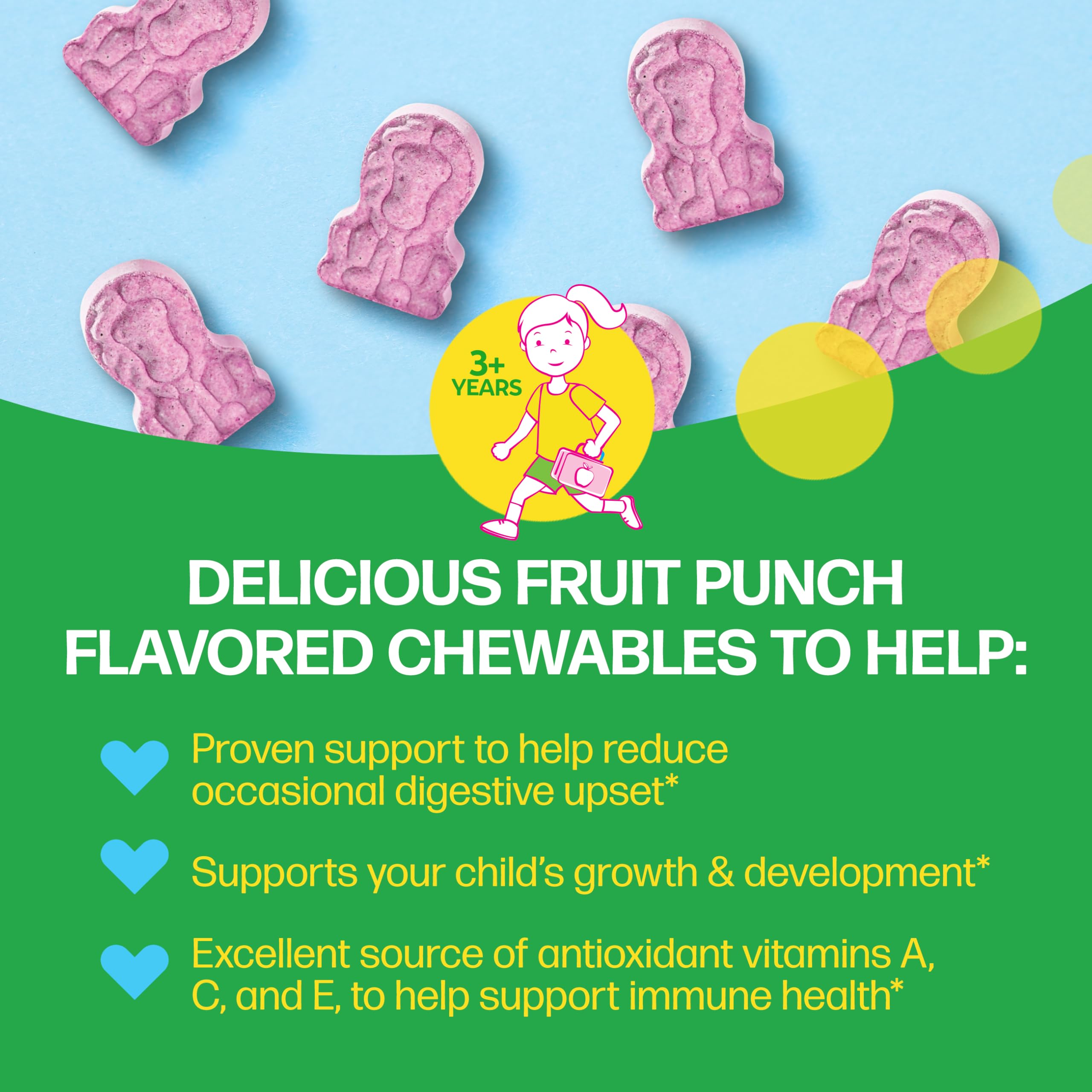 Culturelle LGG probiotic kids bottle label highlights clinically studied strain.