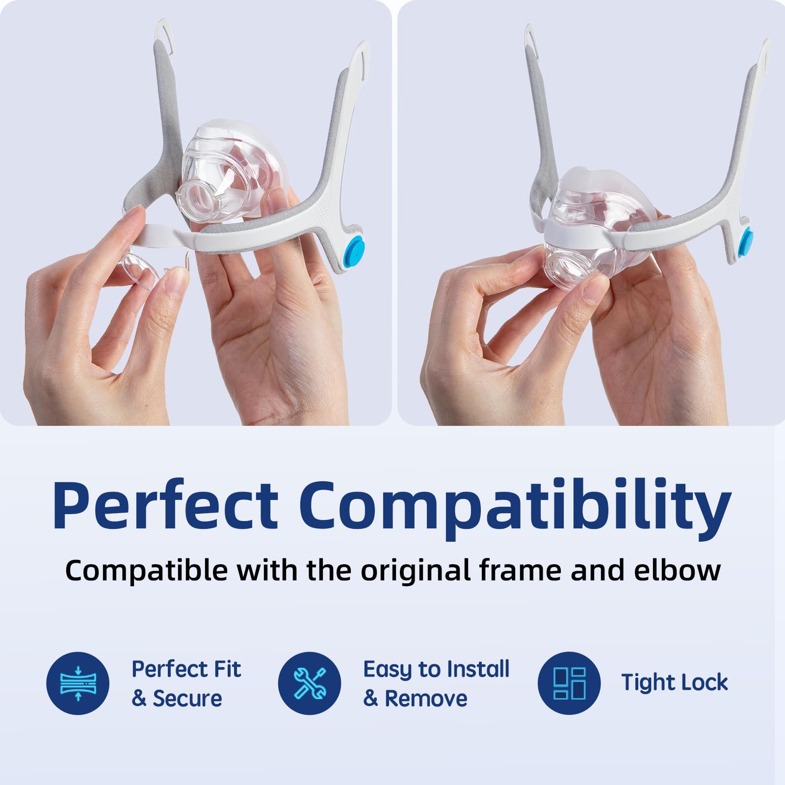 CUORD sealing-focused cushion around the nose helps minimize air leaks during use.