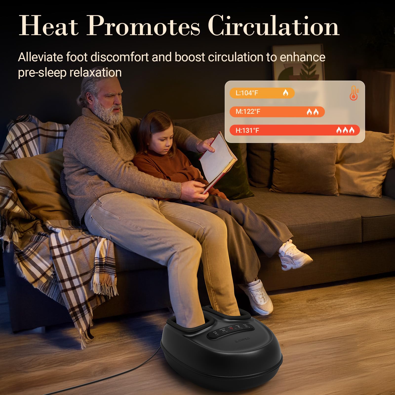 CuPiLo Foot Massager demonstrates adjustable compression modes