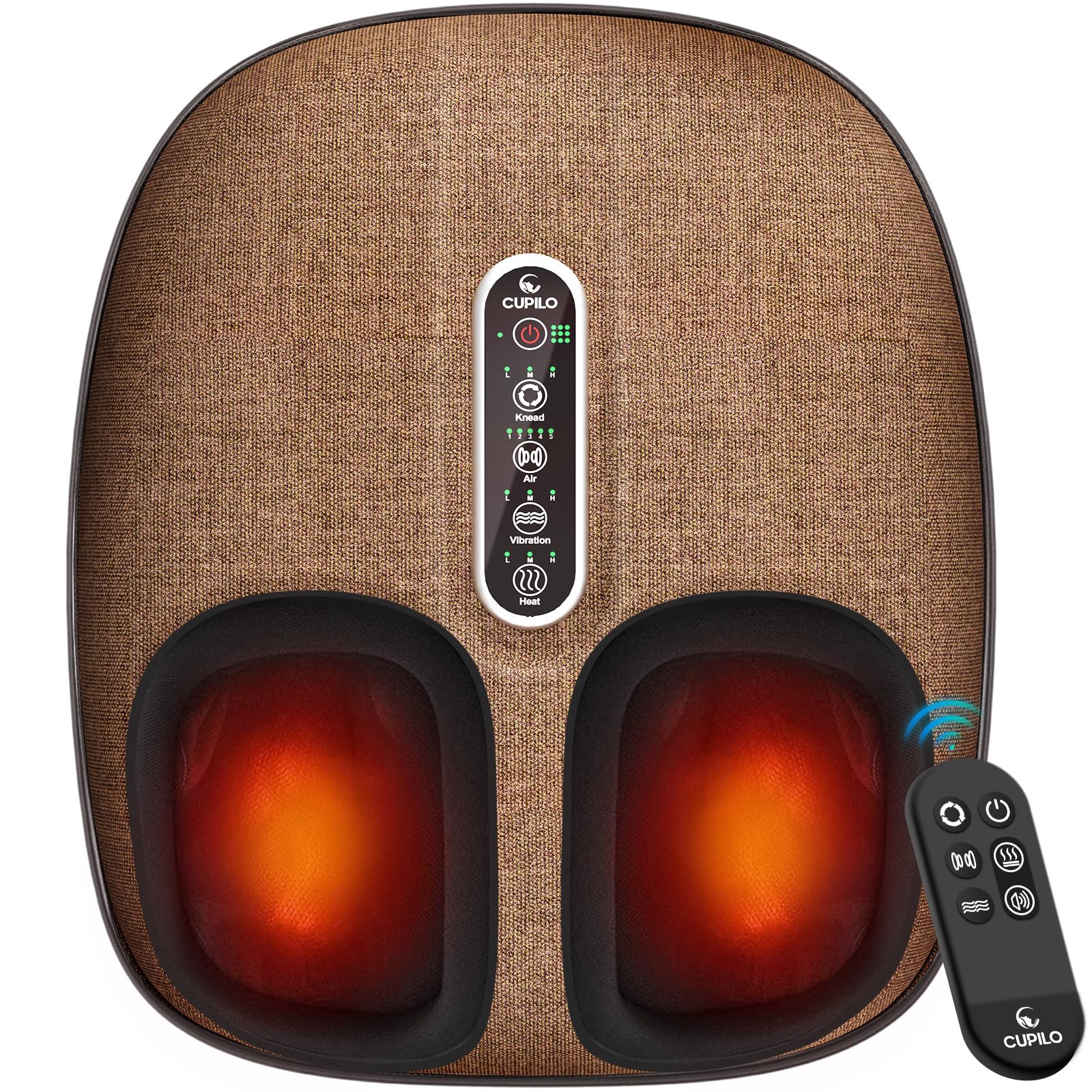 CuPiLo Foot Massager with remote control enables hands-free operation for convenience.