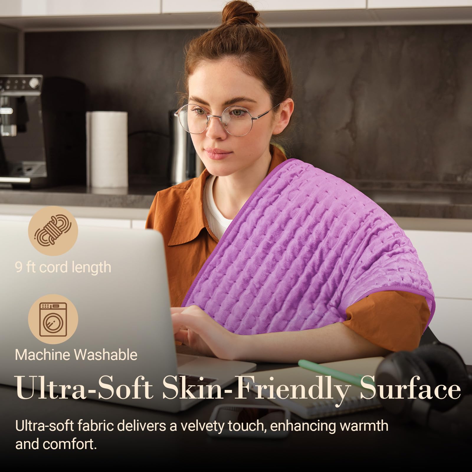 CuPiLo heating pad extra-long 9-foot cord for flexibility