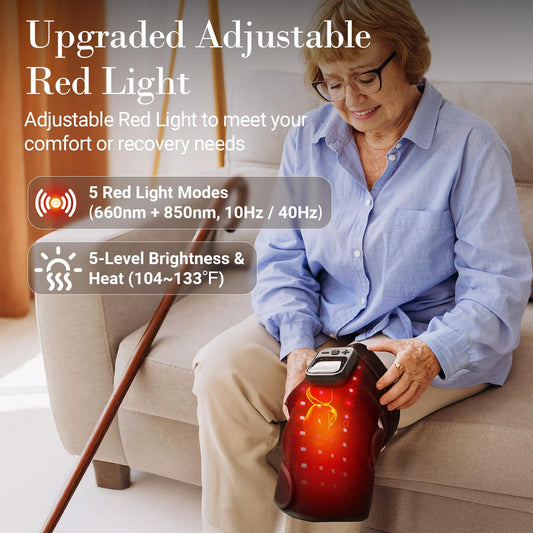 CuPiLo knee wrap heat level control panel showing adjustable warmth