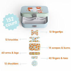 Cupkin metal tin first aid kit with locking latch keeps supplies organized.