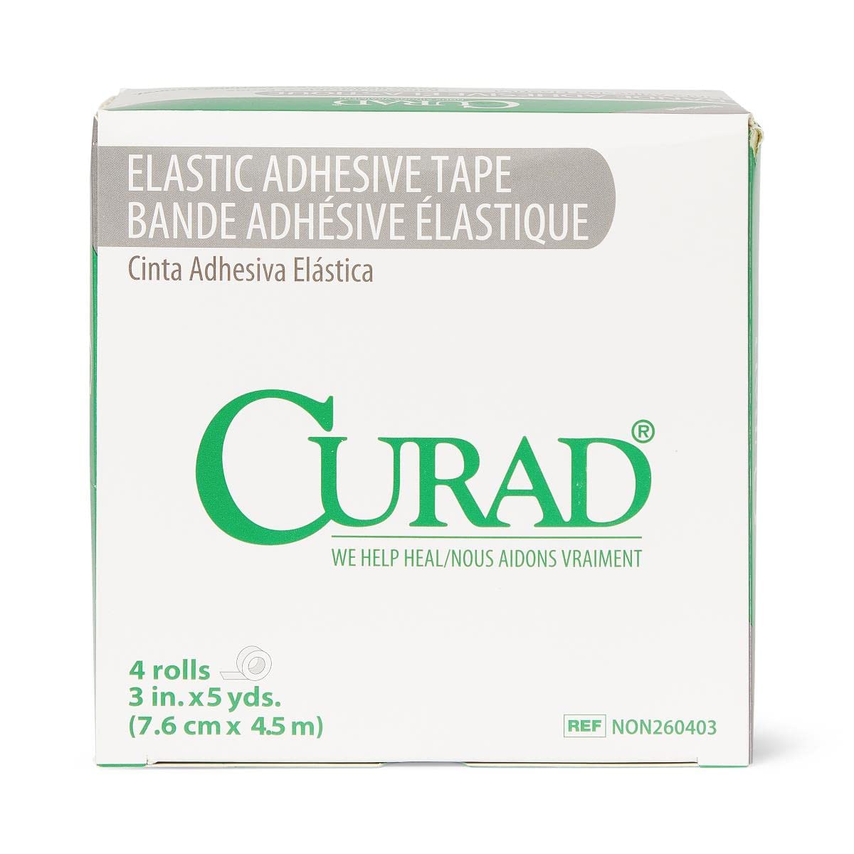 Curad elastic tape being applied to skin for a secure wrap.