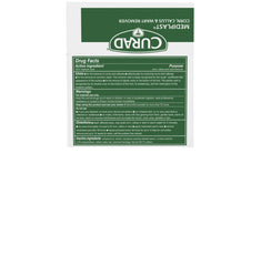 Curad Mediplast pad secured with tape for secure wear on foot.