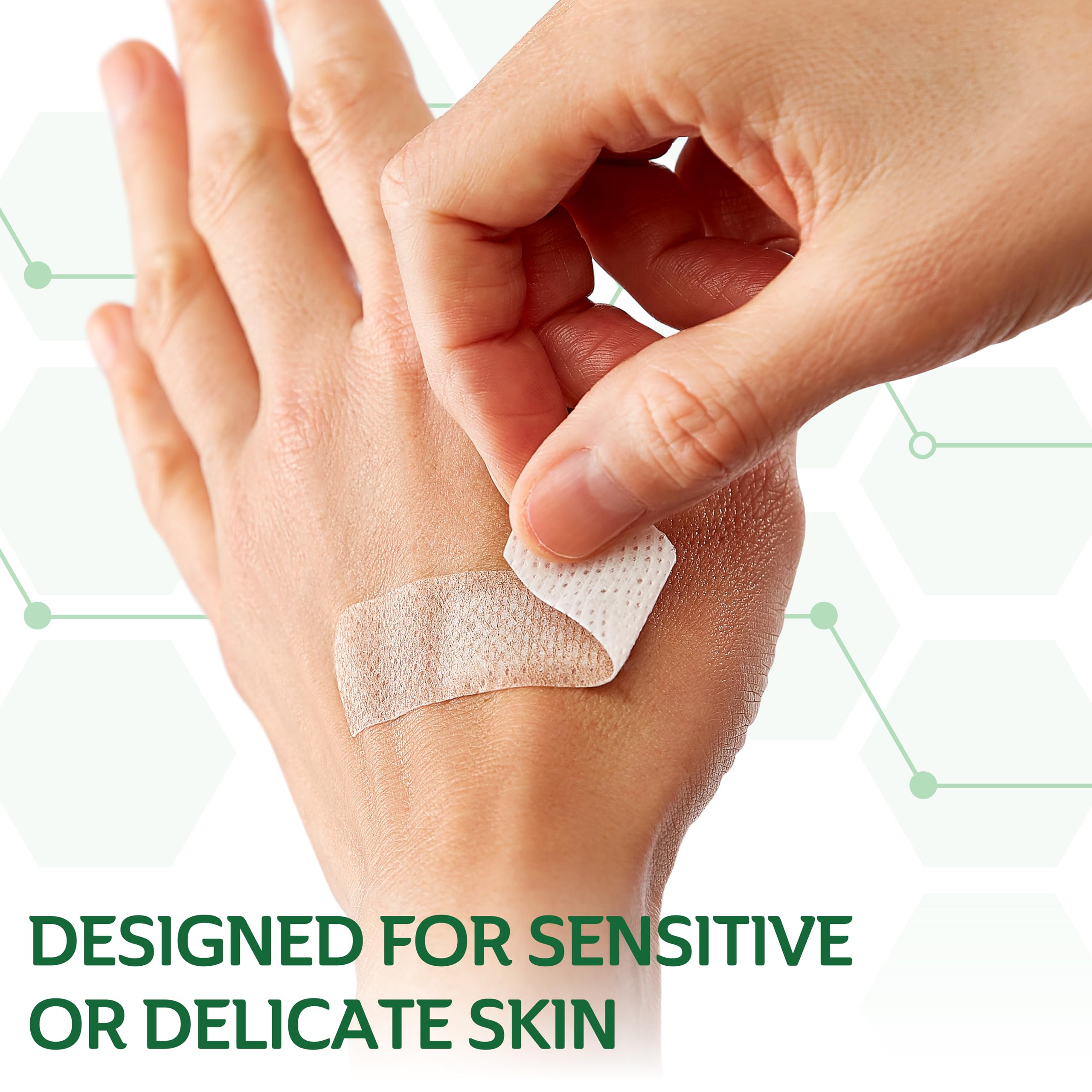 CURAD Truly Ouchless bandage repositioned over a wound for a new seal.