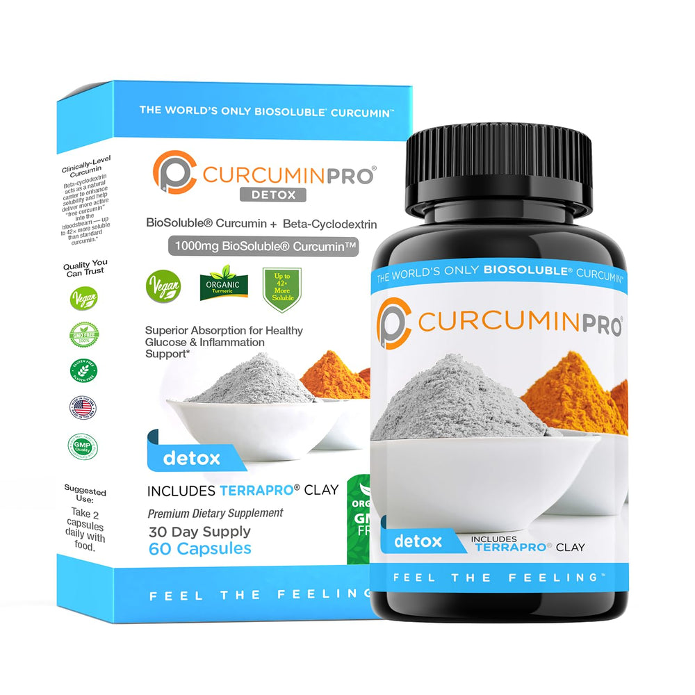Curcuminpro Detox capsules on a clean bottle, supporting daily wellness with high-absorption curcumin.
