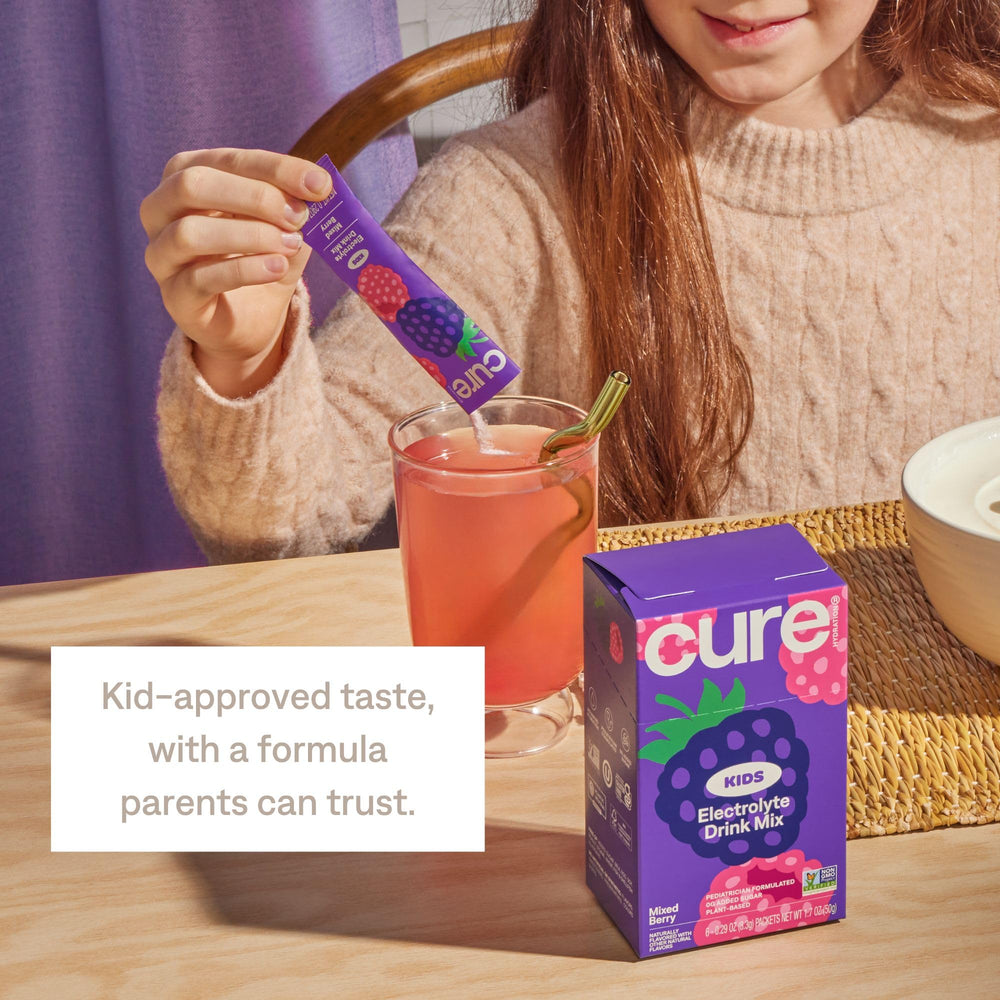 Cure Hydration Kids after-game hydration supporting rehydration without added sugar.