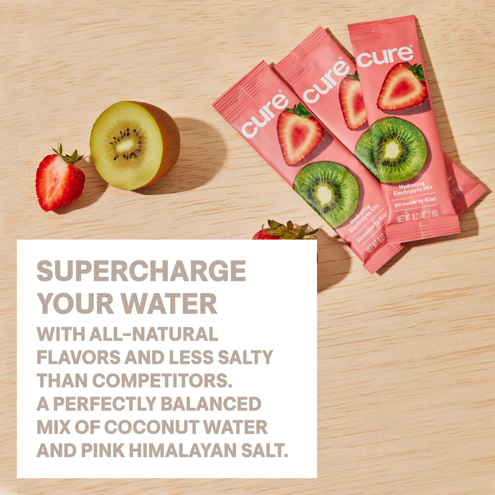 Cure Hydration no added sugar label signals clean taste and freshness