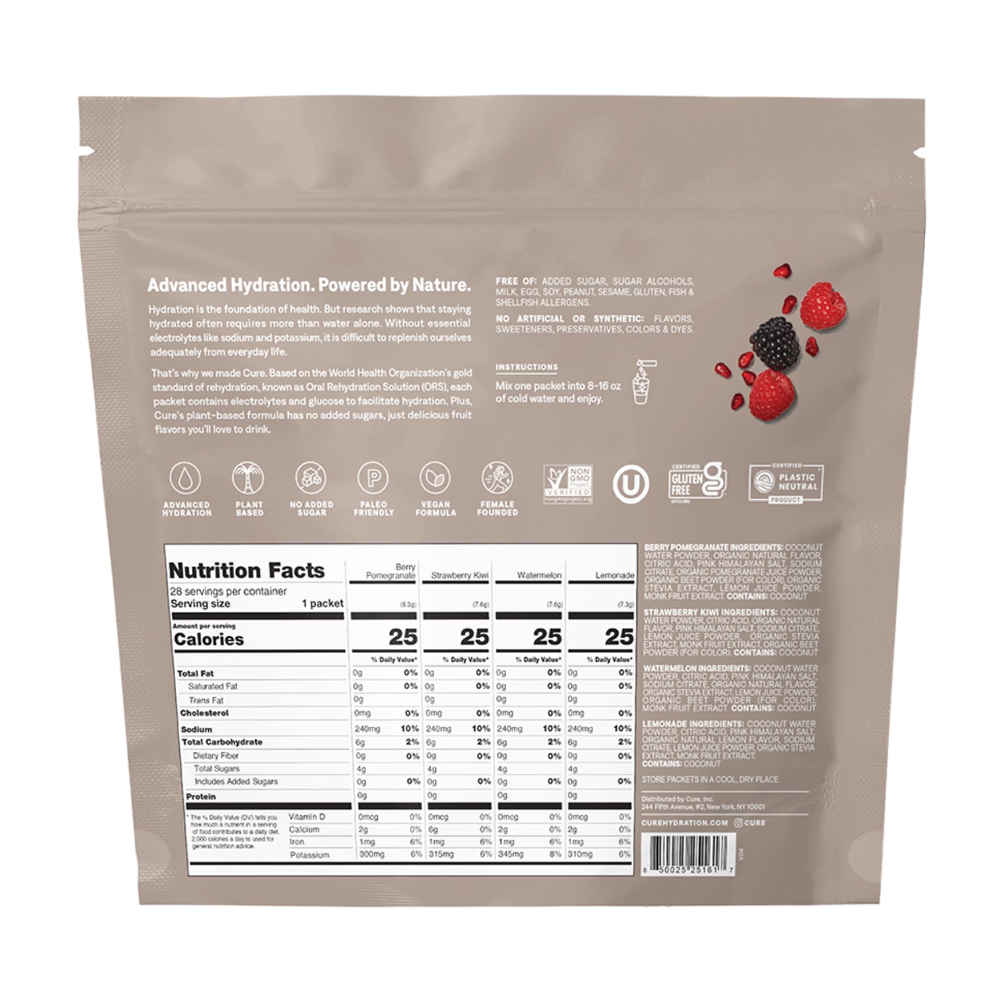 Cure Hydration packet poured into water for a quick electrolyte boost