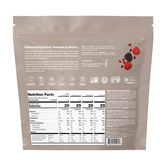 Cure Hydration packet poured into water for a quick electrolyte boost
