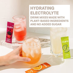 Cure Hydration no-added-sugar label highlighted on the package