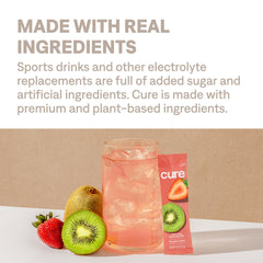 Cure Hydration post-workout glass shows a refreshing hydration moment