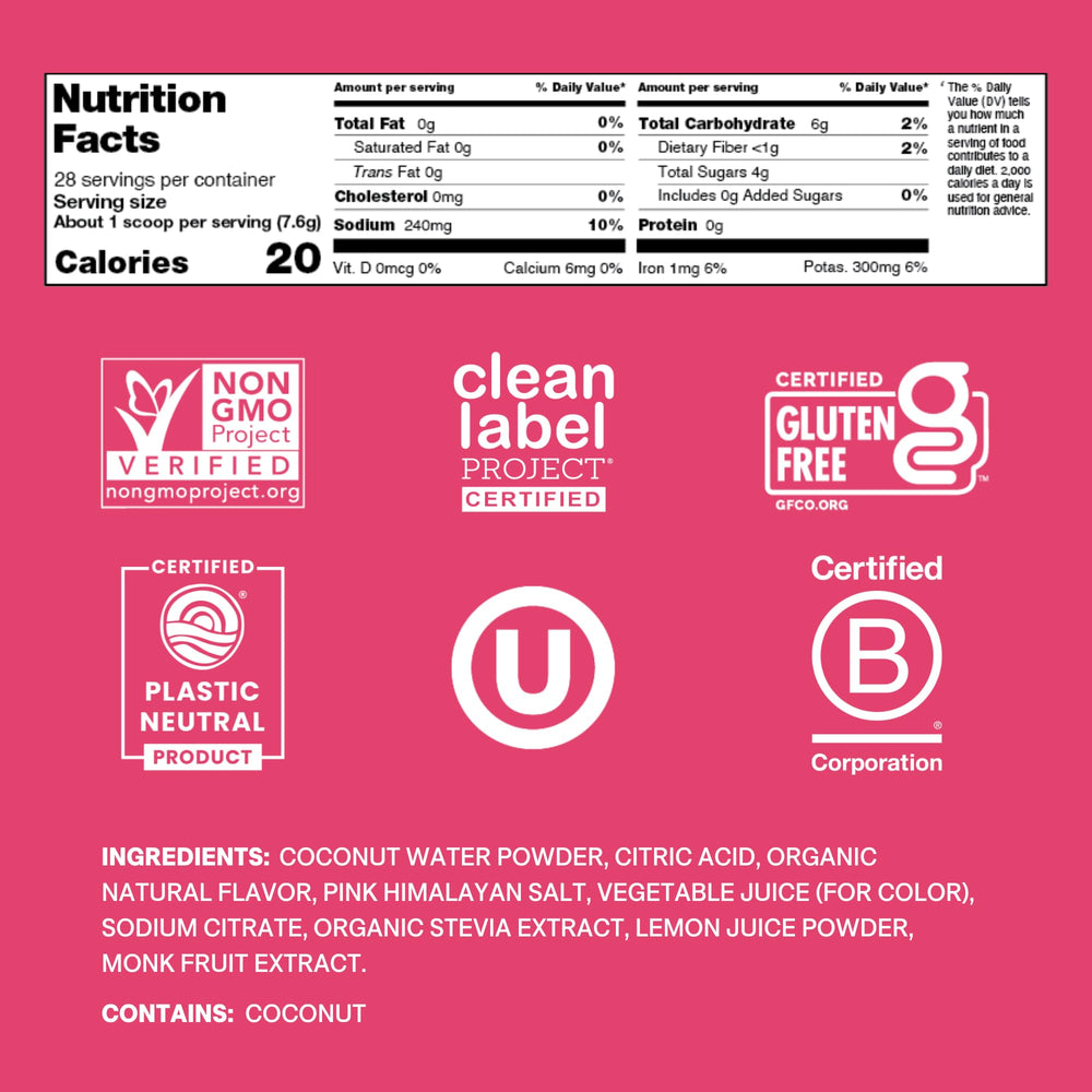 Cure Hydration Tropical Punch scoop illustrating easy one-serving mix for workouts and travel