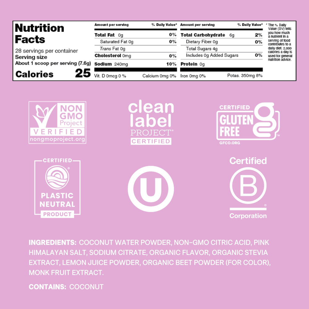 Cure Hydration Watermelon jar close-up showing 28 servings.