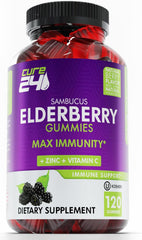Cure24 Sambucus Gummies bottle view emphasizing convenient daily immune support