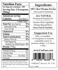 CurEase beef thymus powder scoop, easy to measure 500 mg servings.