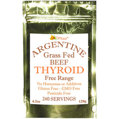 CurEase beef thyroid powder jar highlights pure, undeffatted nutrition for daily thyroid support.