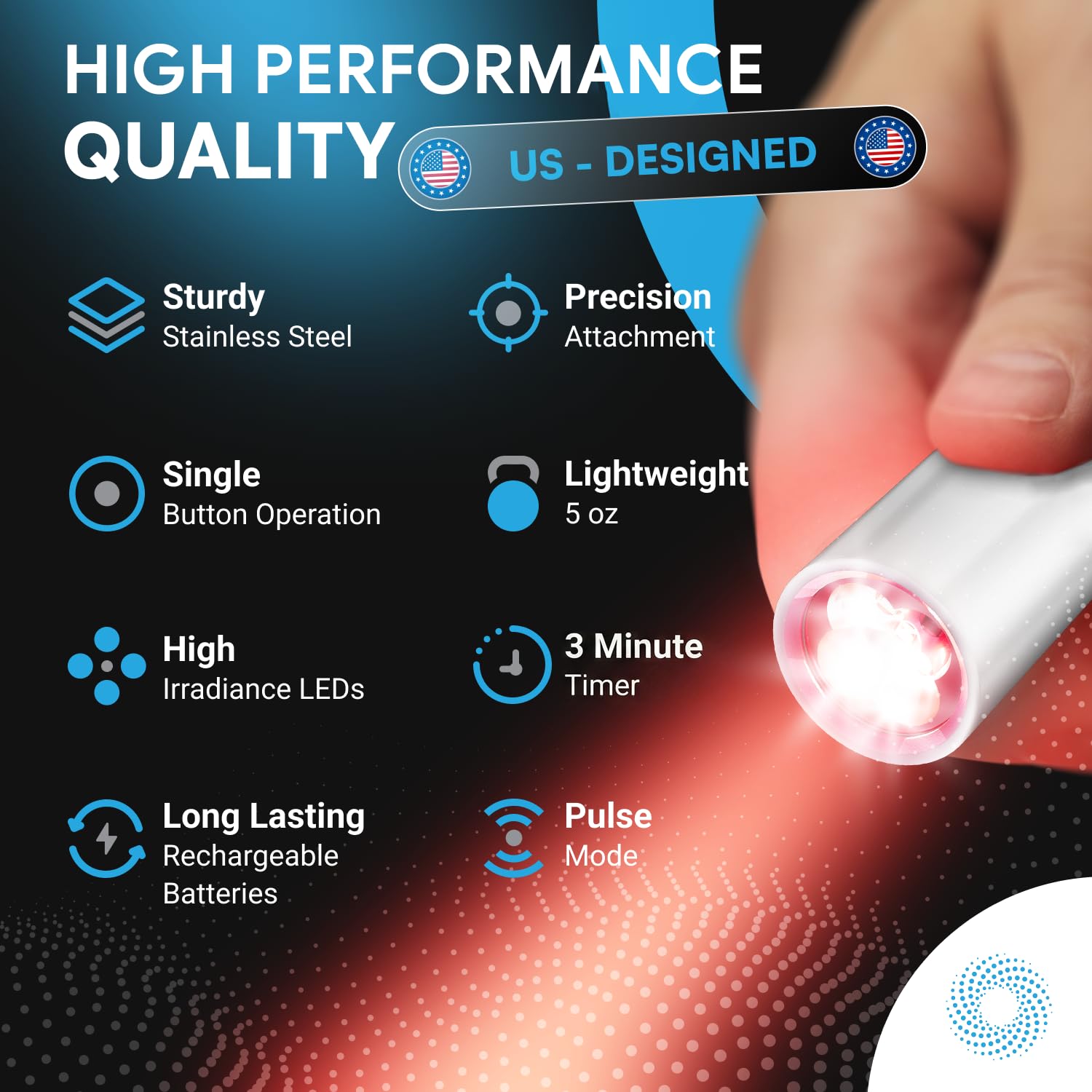 CureBio ear-target mode uses compact light for targeted exposure