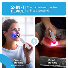 CureBio device focuses on the nose with red and blue light options
