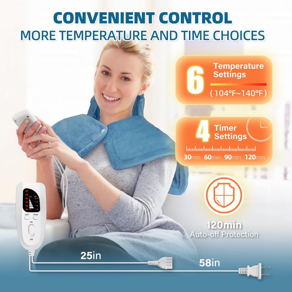 Curety heating pad neck-shoulders wrapped around shoulders for contouring comfort