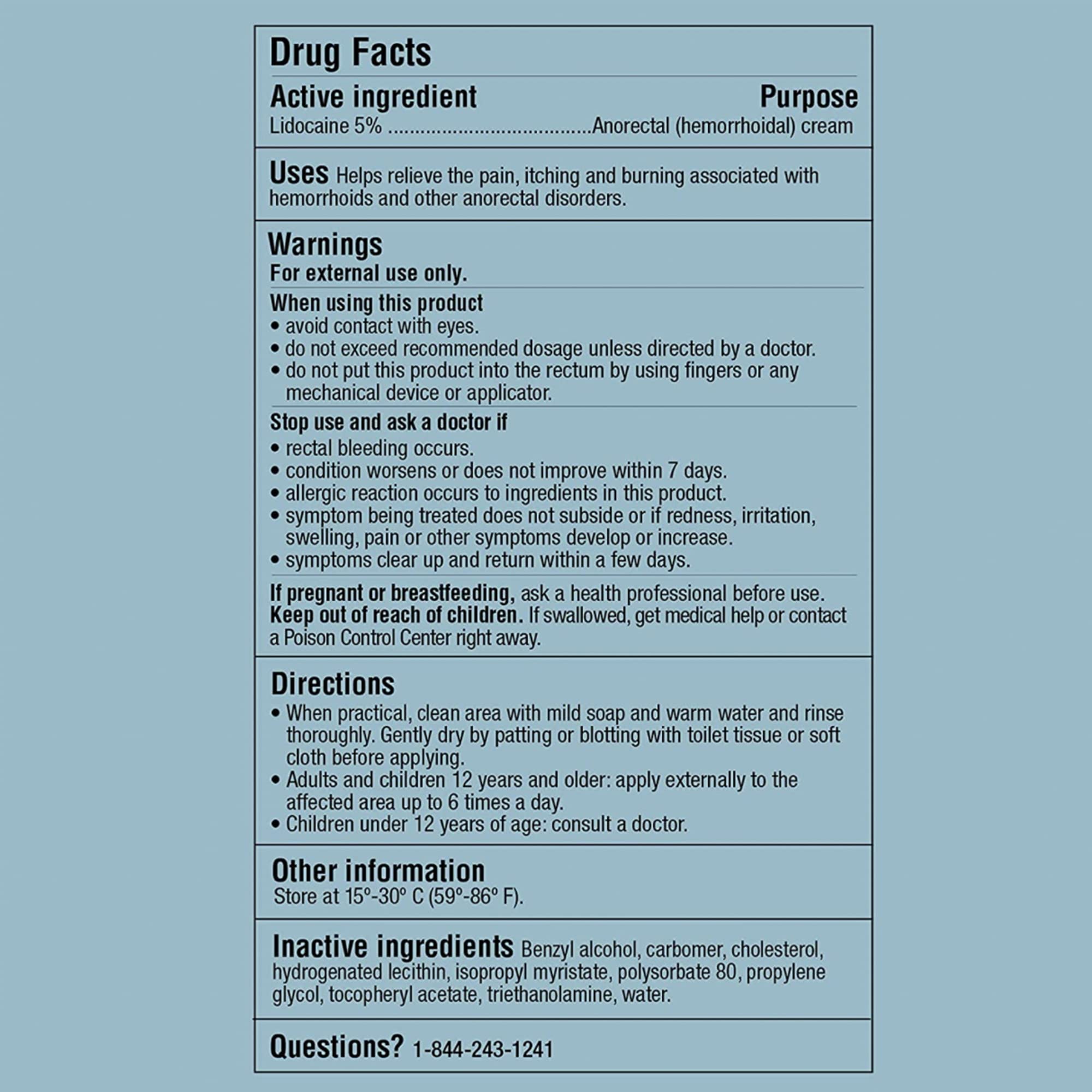 Curist 5% Lidocaine cream 6oz tube product insight for shoppers