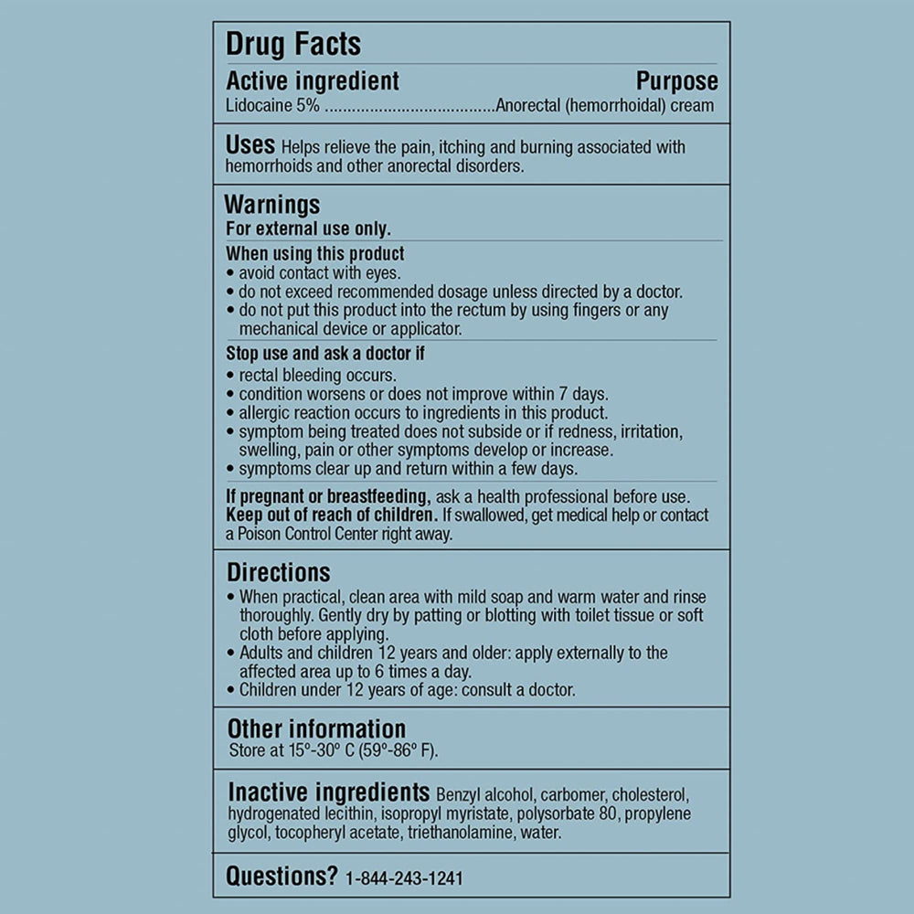 Curist 5% Lidocaine cream 6oz tube product insight for shoppers