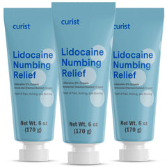 Curist 5% lidocaine cream tube front view showing product name for fast numbing relief