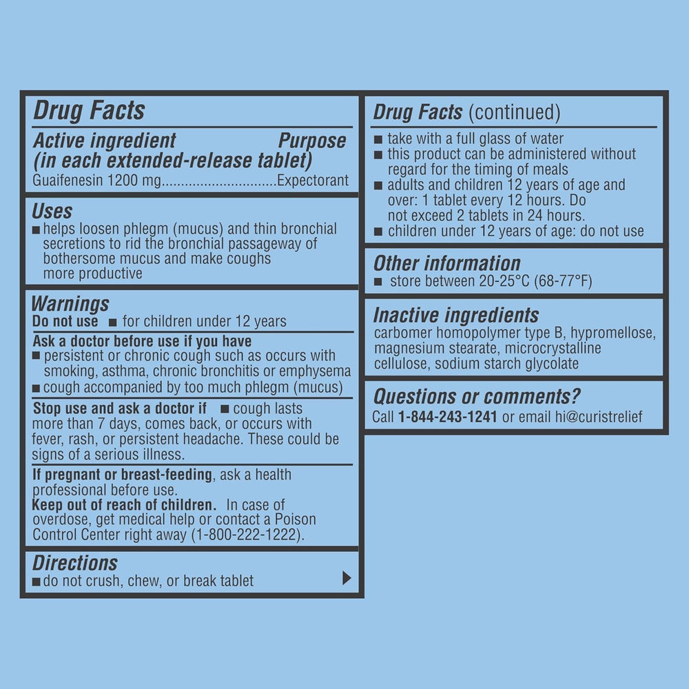 Daily-use Curist tablets suggest a simple routine for mucus relief.