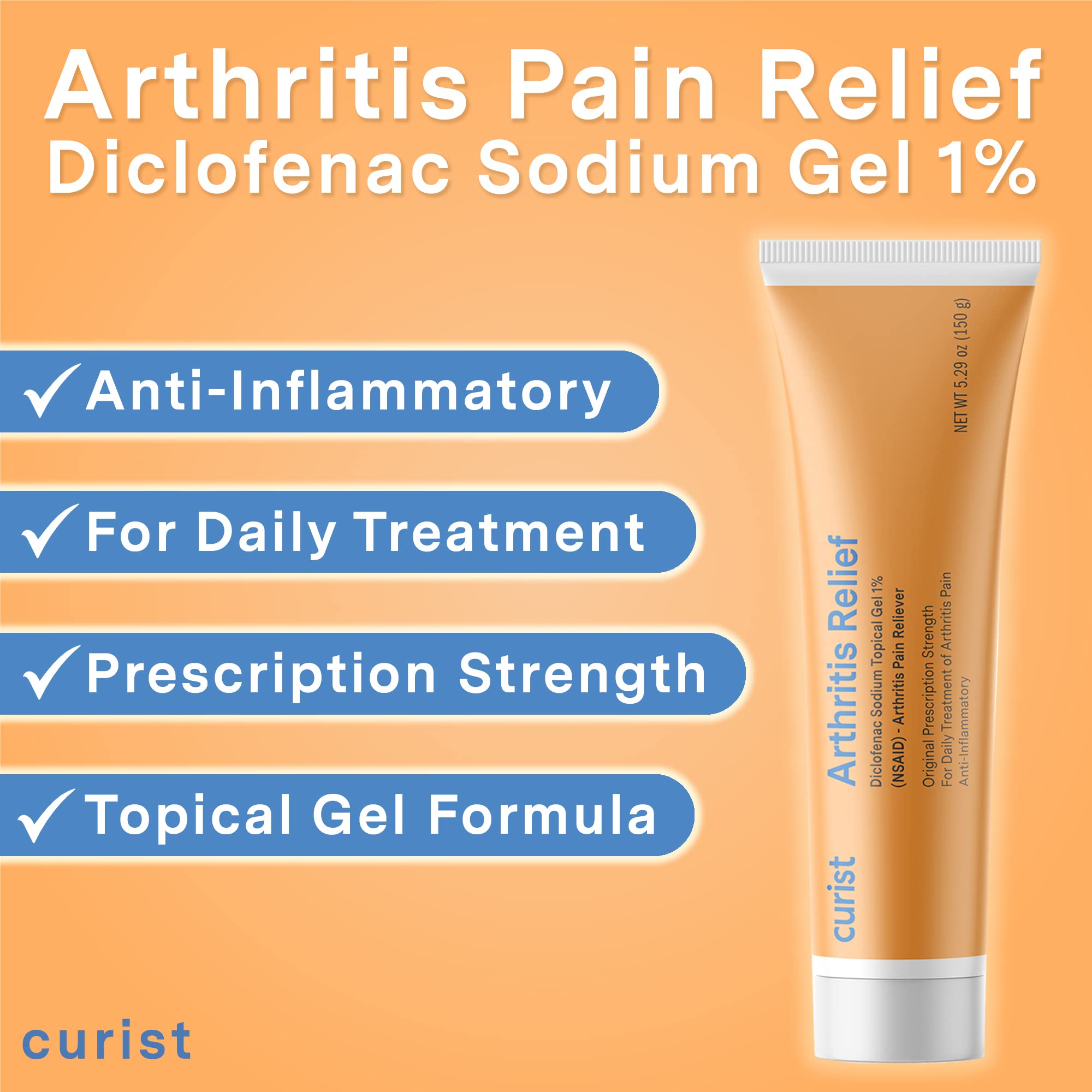 Curist gel applied to hand joints for pain relief.