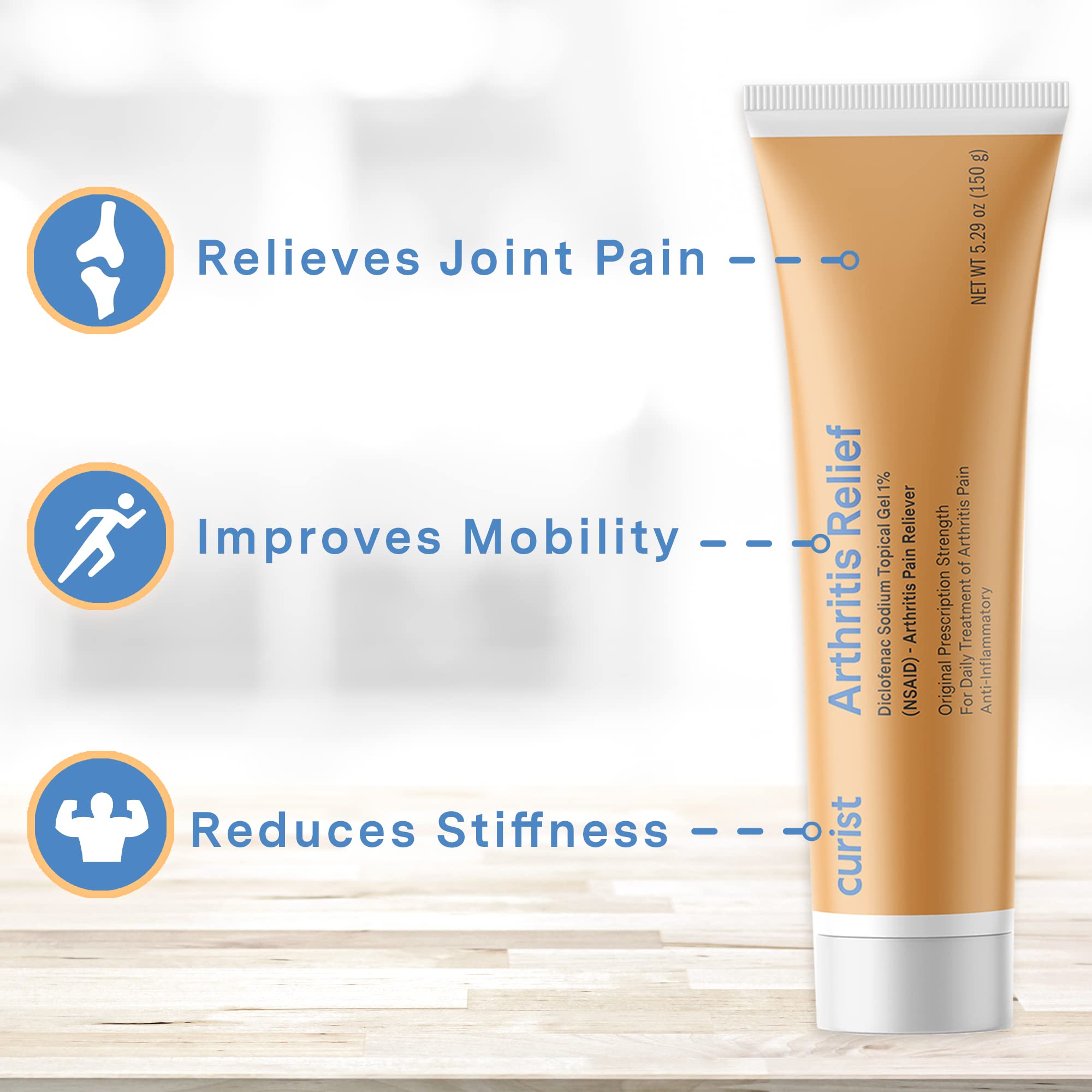 Gel applied to a knee to illustrate use for knee pain.