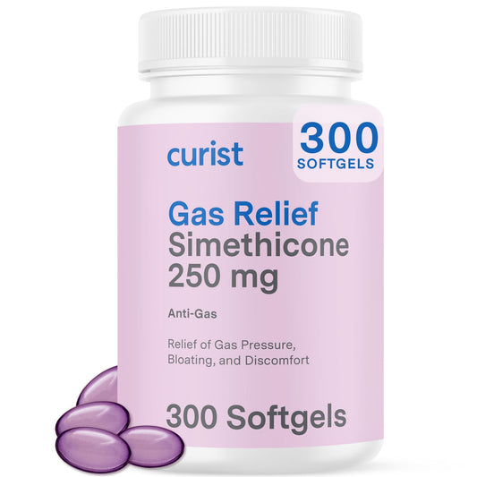 Curist Gas Relief Softgels bottle front view for quick gas relief