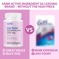 Curist Gas Relief Softgels travel-friendly bottle for on-the-road relief
