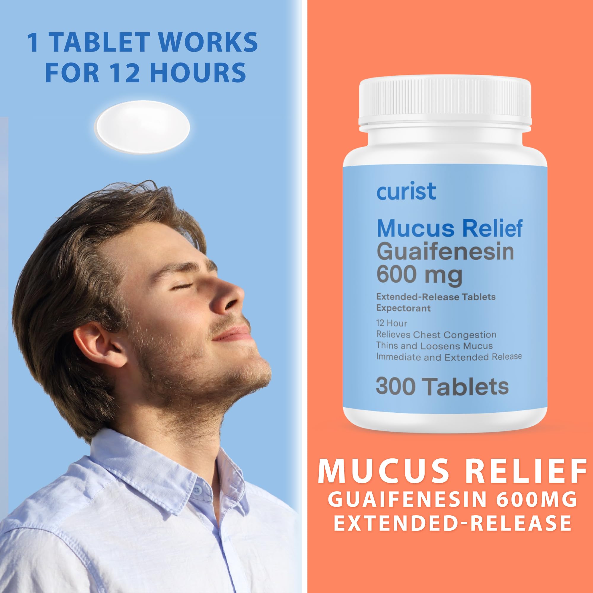 Curist guaifenesin 600mg ER tablets pack highlights bulk pack option