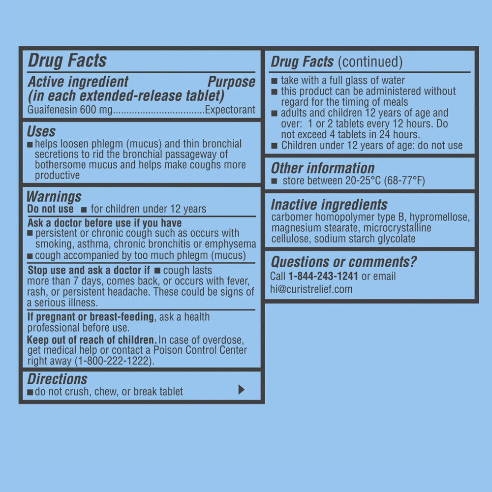 Curist 600 mg ER tablets in compact bottle suitable for daily mucus relief