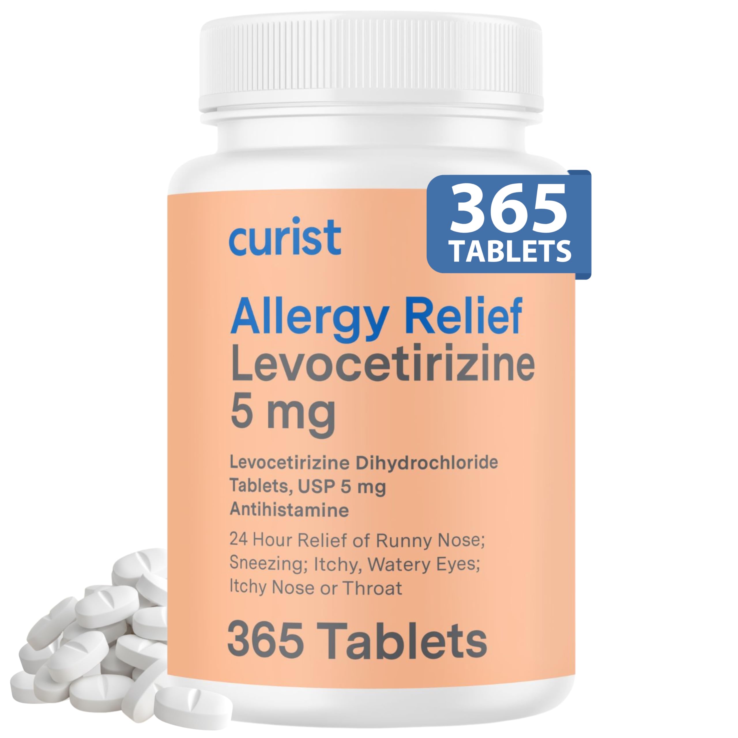 Curist Levocetirizine 5 mg bottle front view for easy daily allergy management.