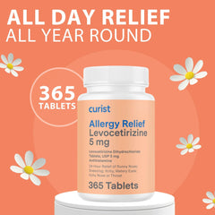 Curist Levocetirizine instruction label close-up emphasizing daily dosing.