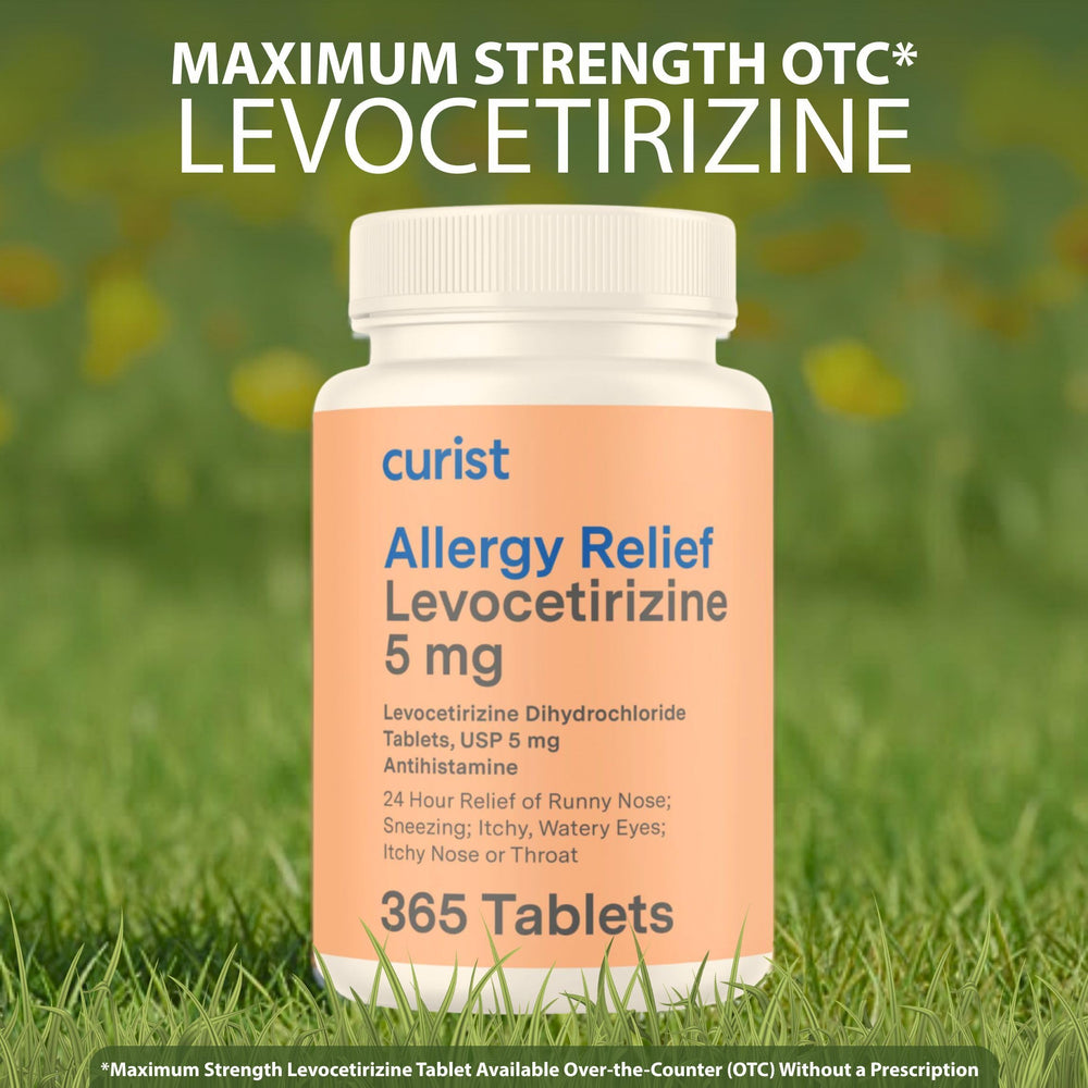 Curist Levocetirizine pills on shelf suggest easy availability.