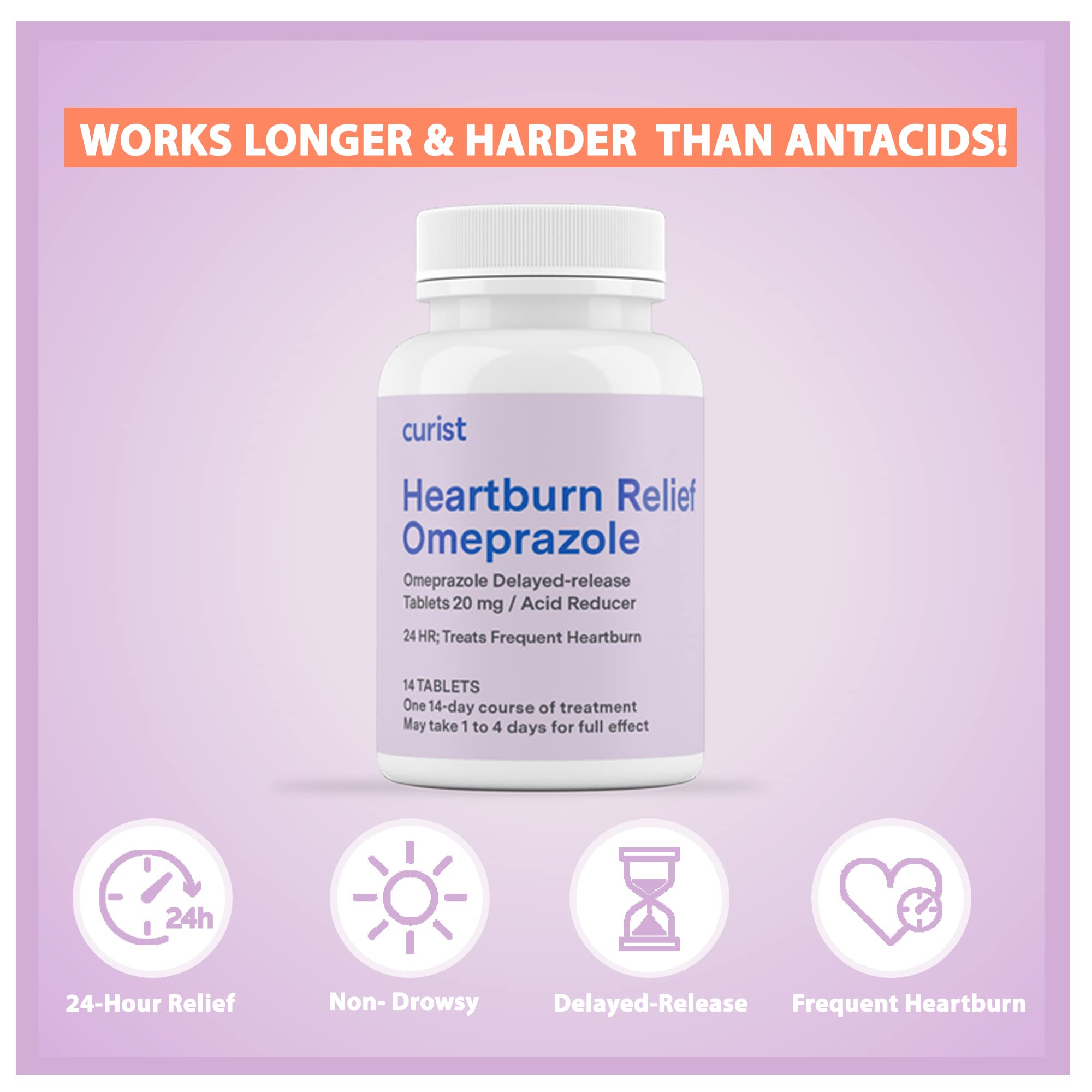 Curist Omeprazole daily-dose tablet shown for easy, once-daily use.
