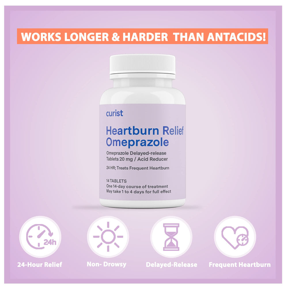 Curist Omeprazole daily-dose tablet shown for easy, once-daily use.