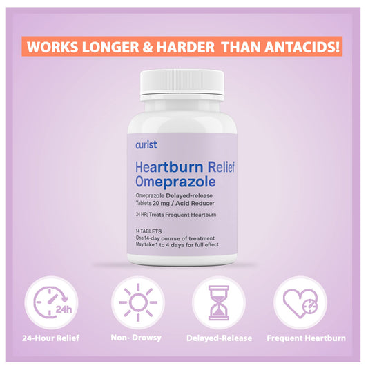 Curist Omeprazole daily-dose tablet shown for easy, once-daily use.