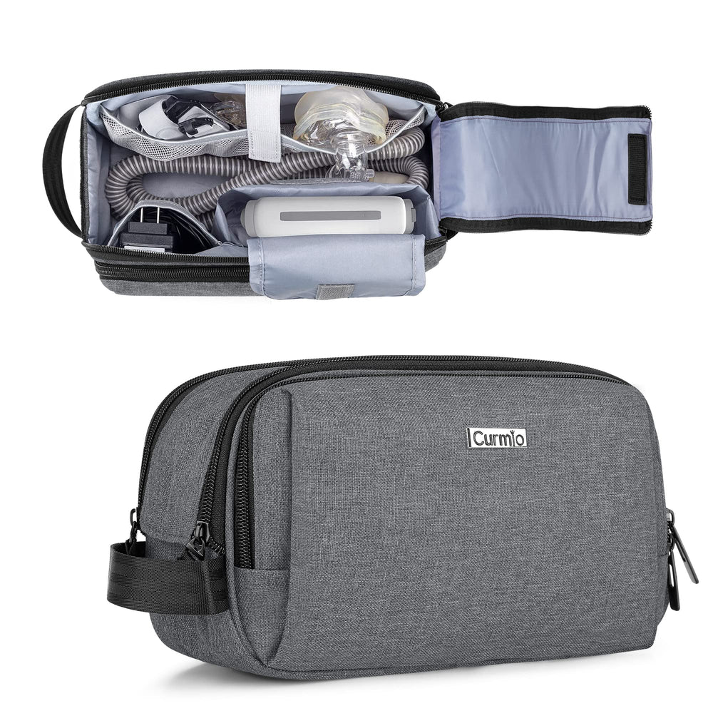 CURMIO CPAP travel bag shows AirMini compatibility for easy travel organization.