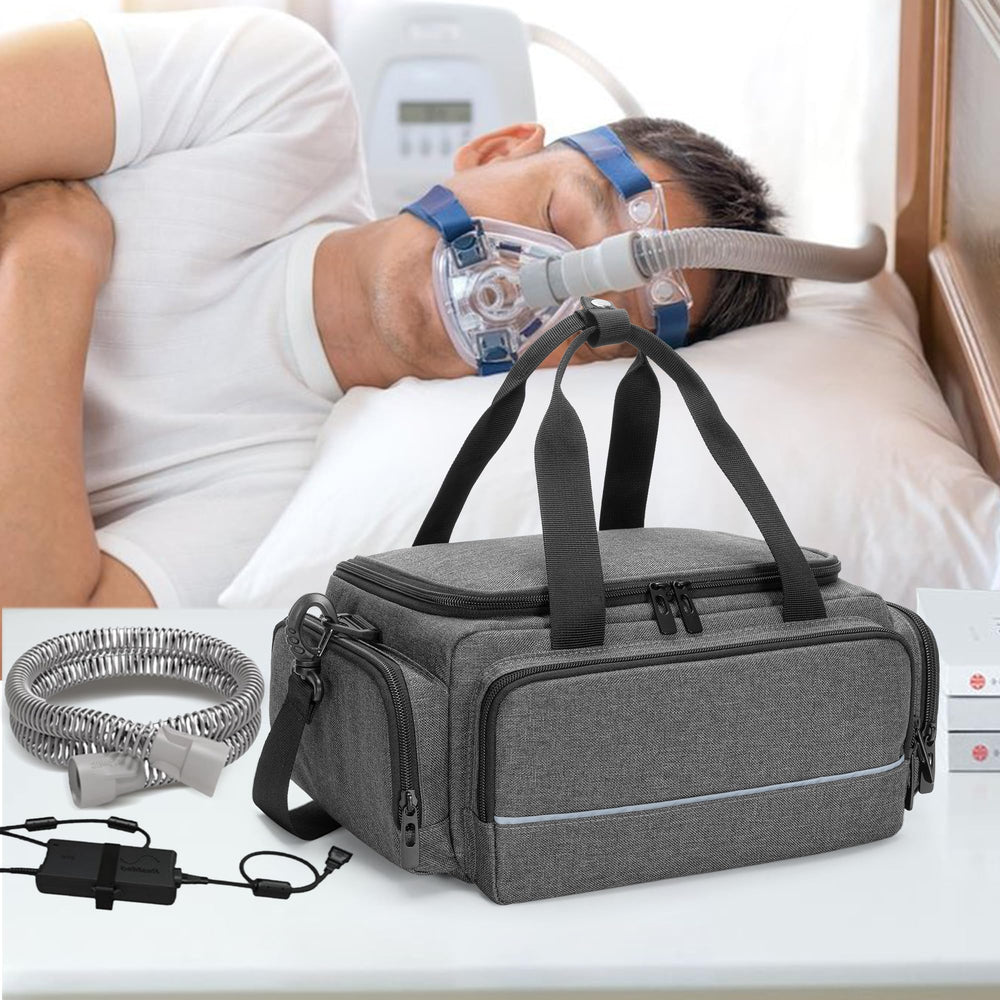 CURMIO CPAP travel bag back suitcase strap enables hands-free travel
