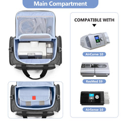 CURMIO CPAP travel bag interior showing main compartment for secure packing