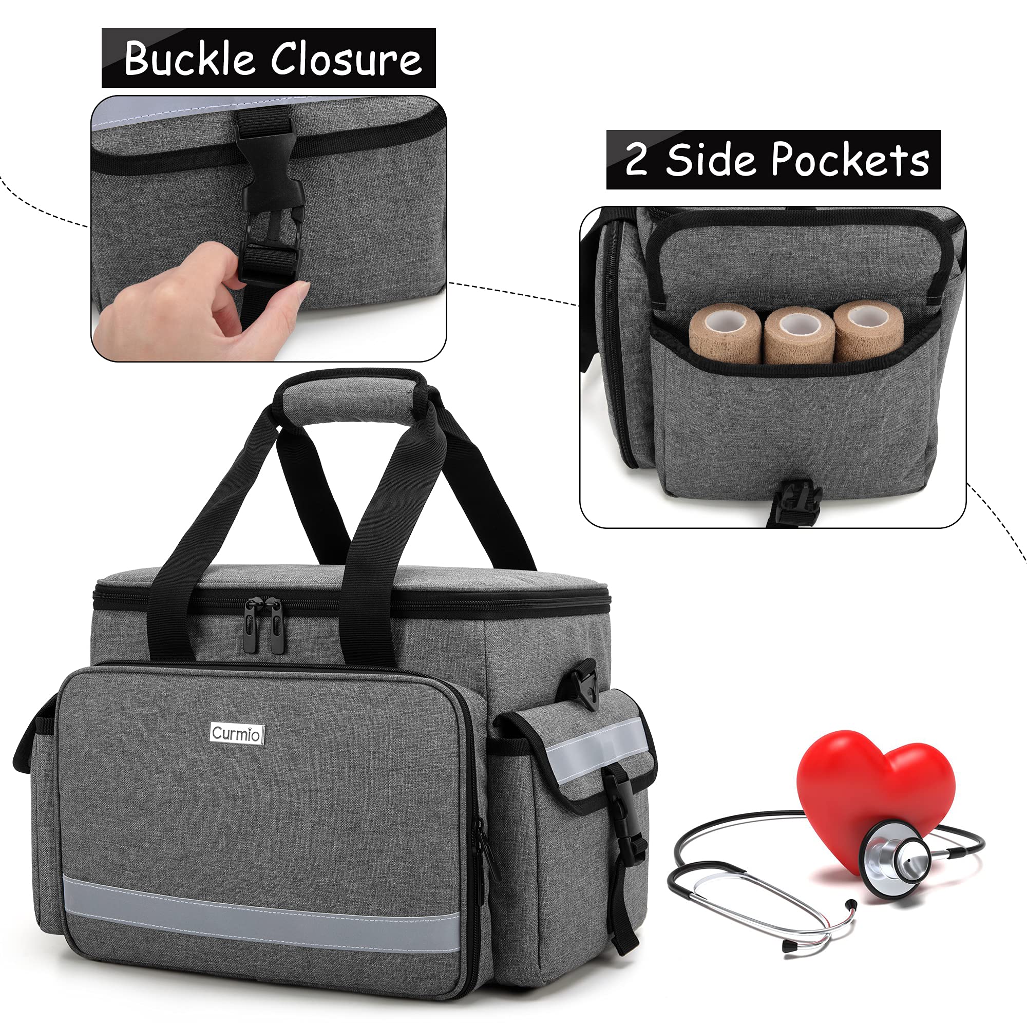 CURMIO medical bag back layer fits notebooks or iPad for note taking.