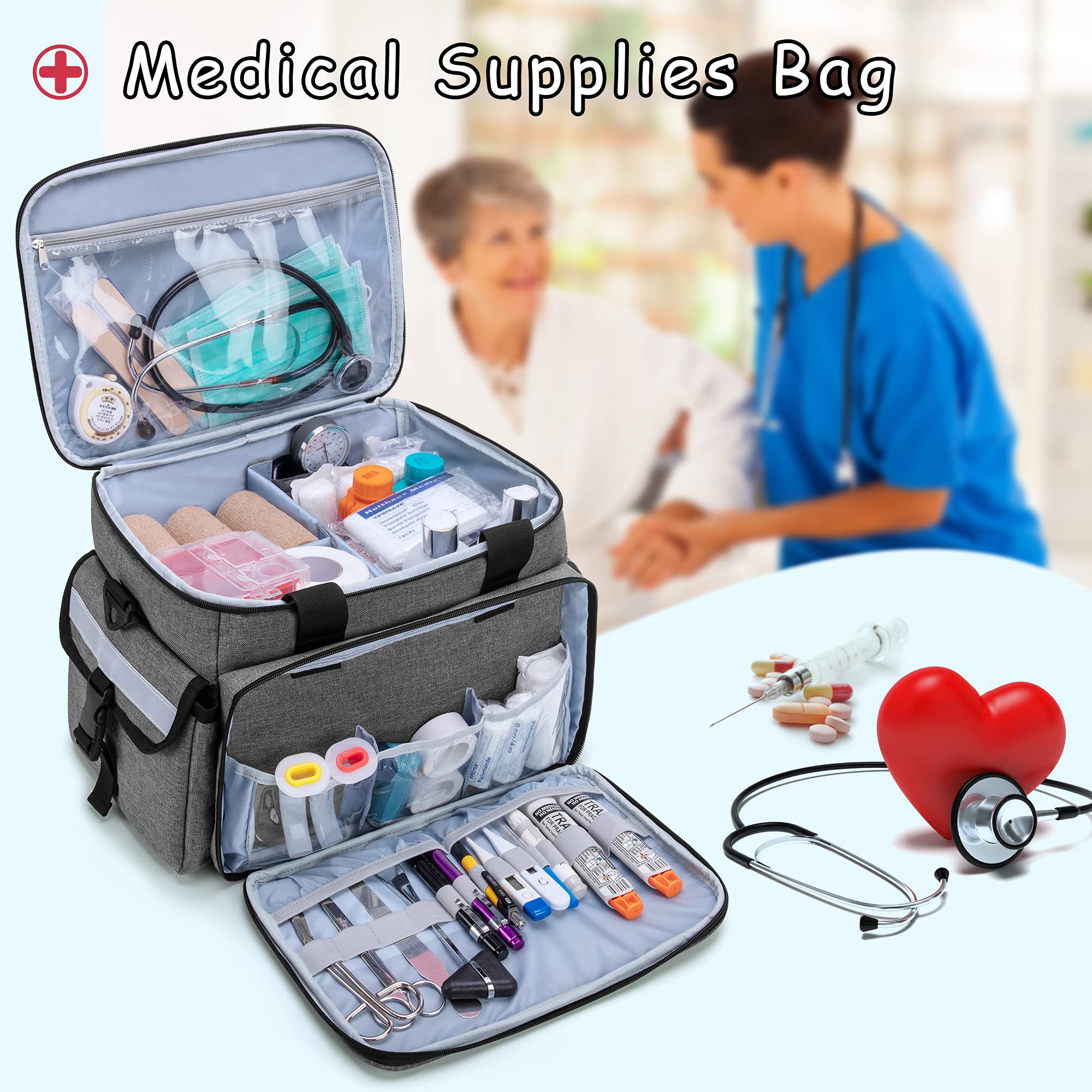 CURMIO medical bag two-way zipper allows fast access.