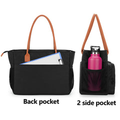 CURMIO Nurse Tote Bag back pocket keeps folders secure during visits.